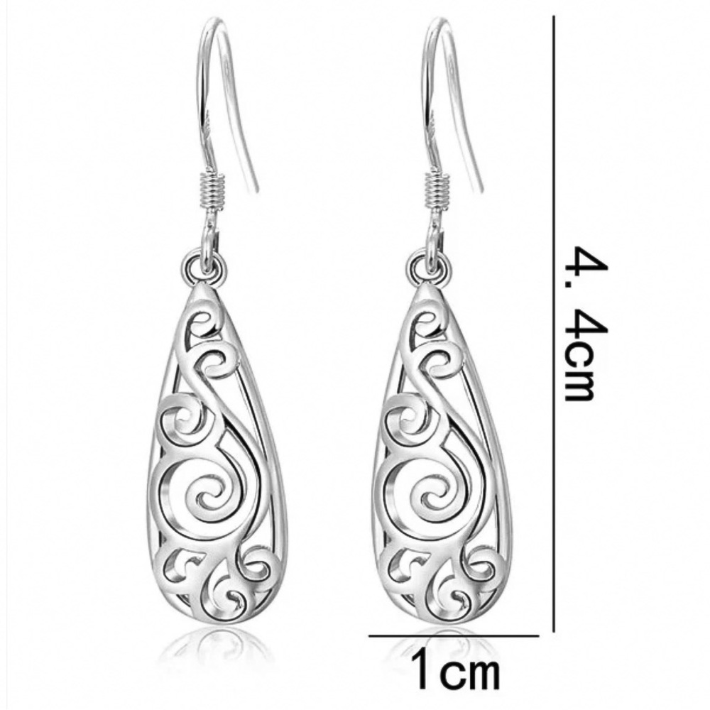 Any 2/$20! Silver Openwork Teardrop Boho Earrings - Picture 8 of 10